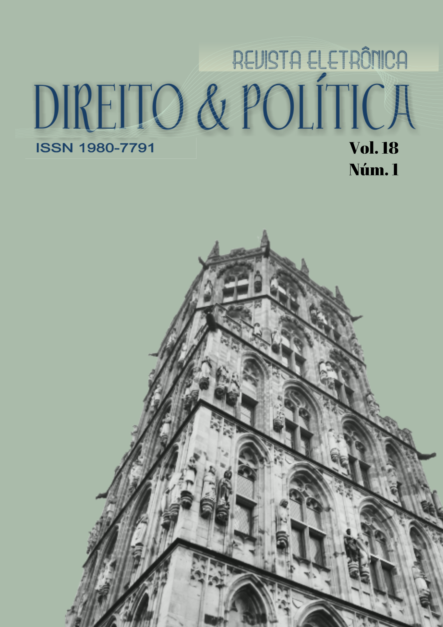 Capa da revista eletrônica Direito e Política, volume 18m número 1.